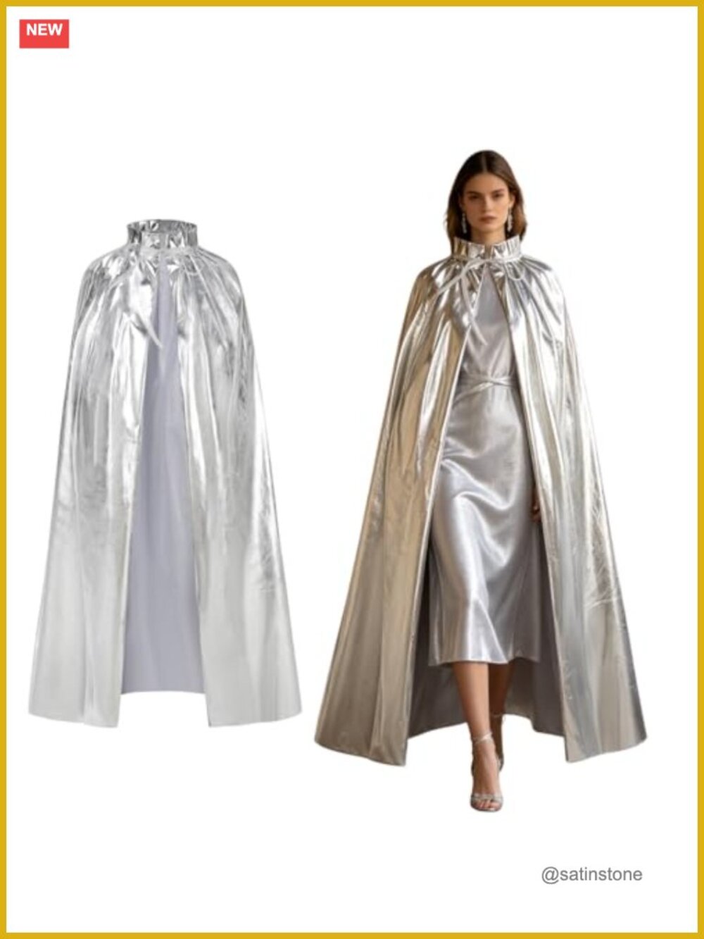 Gold Printed Sequin Cloak Shiny Wizard Costume Cape for Halloween